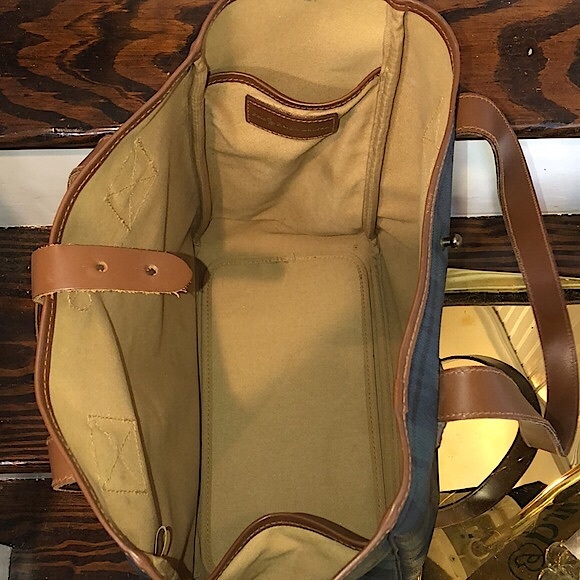 RALPH LAUREN Black Watch Waxed Leather Coated Canvas Overnight Travel Bag - Picture 15 of 17